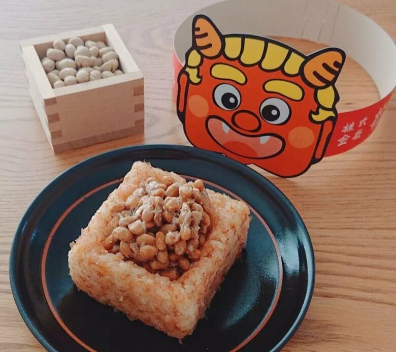 節分の豆をごはんと納豆で再現