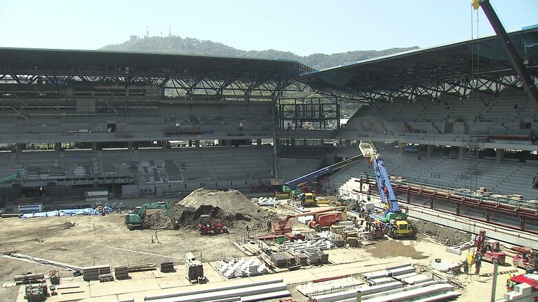 スタジアムやアリーナの外側は完成に近づいている