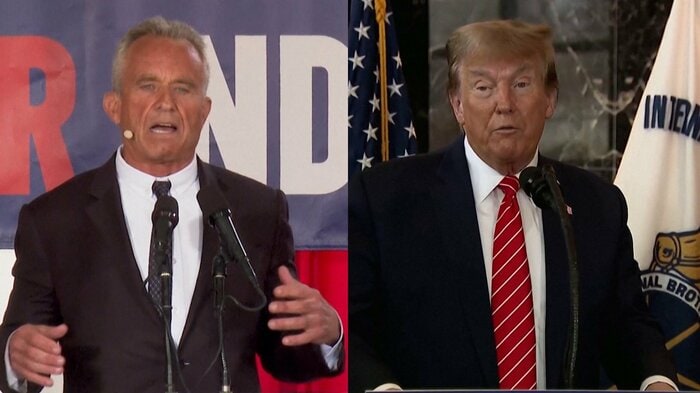 “副大統領候補打診”について、ケネディ氏は「そんなことしたら離婚される」とコメント。トランプ陣営は否定。