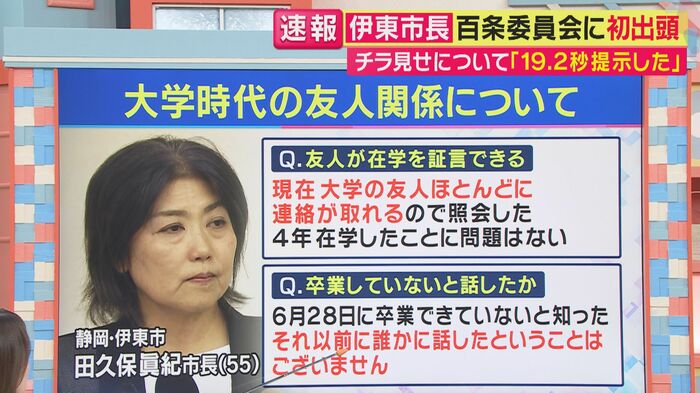 田久保市長(関西テレビ「旬感LIVEとれたてっ!」より)