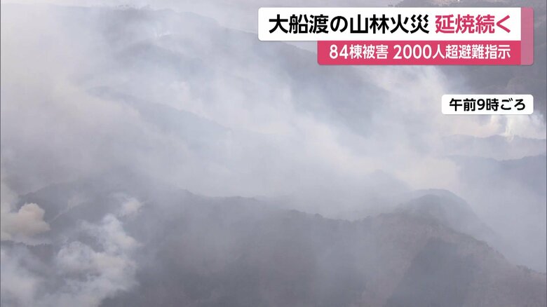 山一面に立ち上る灰色の大きな煙