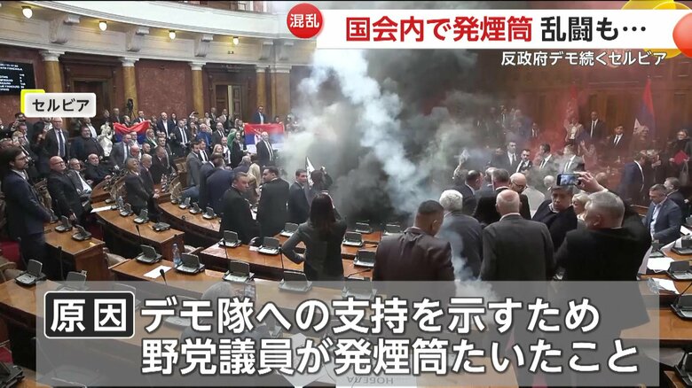 反政府デモの支持のために始まった混乱（PREDRAG RAKOVIC）