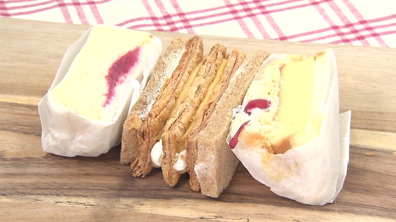 プリンのサンドイッチなどが入ったセット