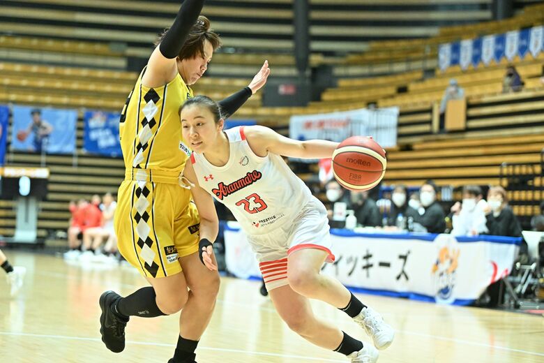 東京羽田からアランマーレに加入した平松飛鳥選手（7日、山梨QB戦より）