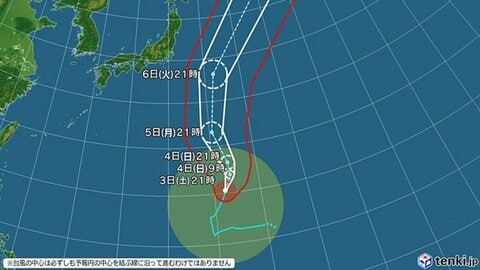 【台風情報】大型で強い台風27号の進路予想　3日午後9時現在、小笠原近海、中心気圧960ヘクトパスカル　4日午前9時には非常に強い勢力になる予想