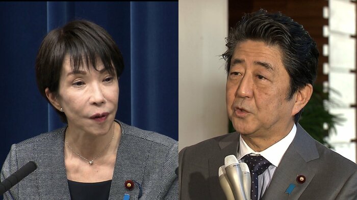 高市首相が「師」と仰ぐ安倍晋三元首相（右）