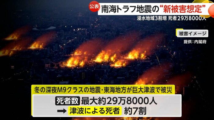 最大で約29万8000人死亡、そのうち約7割が津波による死者と試算