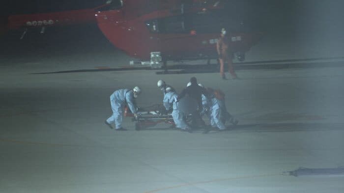 福岡和白病院に搬送される救助者