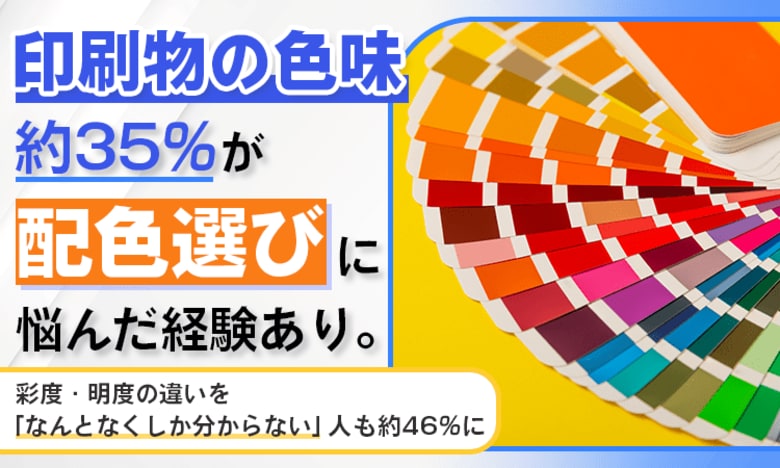 印刷物の色味、約35％が"配色選び"に悩んだ経験あり。彩度・明度の違いを「なんとなくしか分からない」人も約46％に
