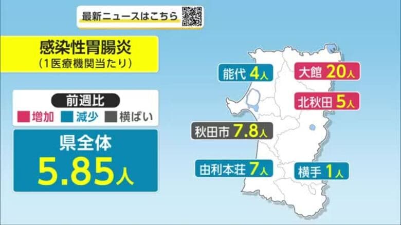 感染性胃腸炎、2週ぶり減少も高い水準　引き続き感染対策を　インフルエンザ、前週比24％減　秋田｜FNNプライムオンライン