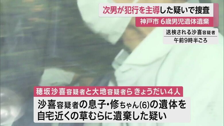 送検される、母親の沙喜容疑者（14日午前9時半ごろ）
