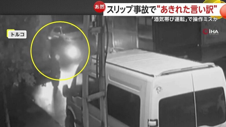 停車中の車に走ってきた車が衝突し、横転する事故の瞬間（トルコ・イスタンブール）①