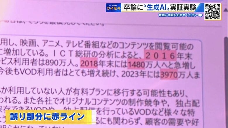 論文の誤りを赤いラインで指摘