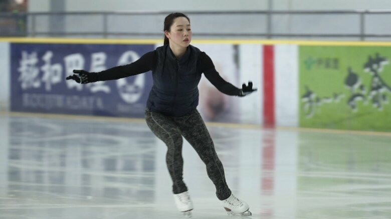 氷上練習をする樋口