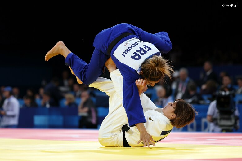 パリ五輪準々決勝　対フランス・ブクリ選手　ともえ投げ