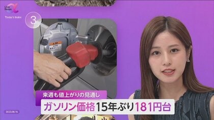 ガソリン価格が15年ぶり181円台に…13週連続で値上がり　“ガソリン補助金”撤廃し円安の進行次第で200円台も視野に