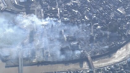 【ヘリ映像】輪島市の中心部で50棟以上が焼けたか？一面焼け野原に