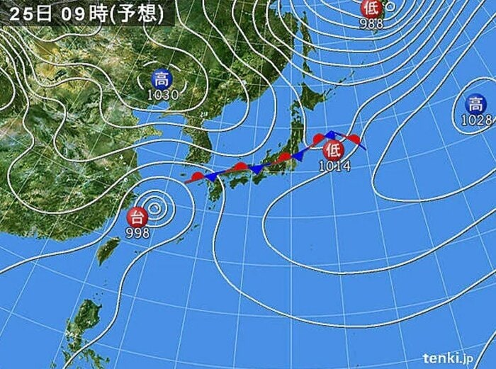 天気図　25日午前9時の予想