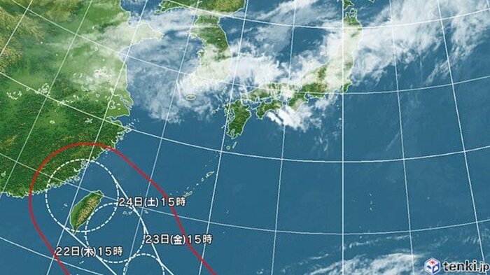 台風30号の進路予想図　日本気象協会 tenki.jpより