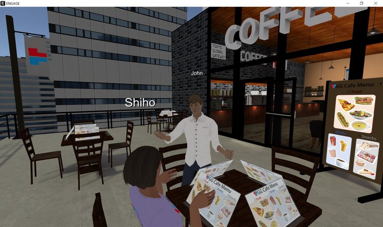 バーチャル空間で英語講師のアバターとやりとり(写真提供:VIRTUAL GLOBAL GATEWAY)