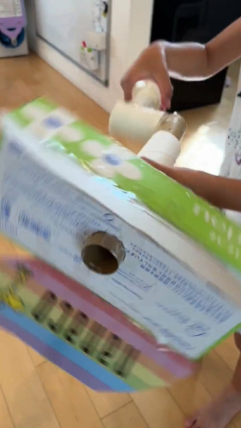 ティッシュの空き箱を有効活用しているのが分かる（提供：ユニユニさん）