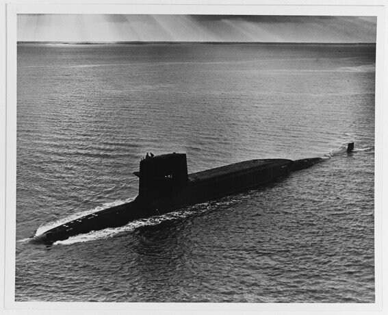 戦略ミサイル原潜ロバート E. リー (SSBN-601) は1983年に退役（1962年撮影・米海軍公式画像）