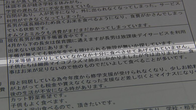ひとり親家庭から届いたメッセージ
