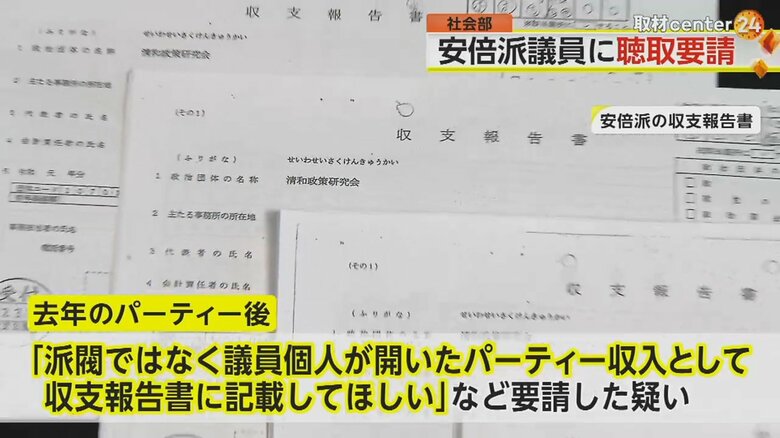自民党・安倍派の収支報告書