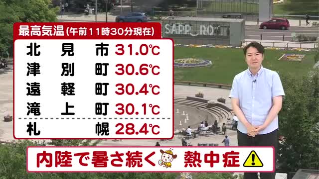 【北海道の天気 3日(水)】道内は3日連続の真夏日…熱中症に十分注意！あすから暑さ和らぐ　肌寒い所も