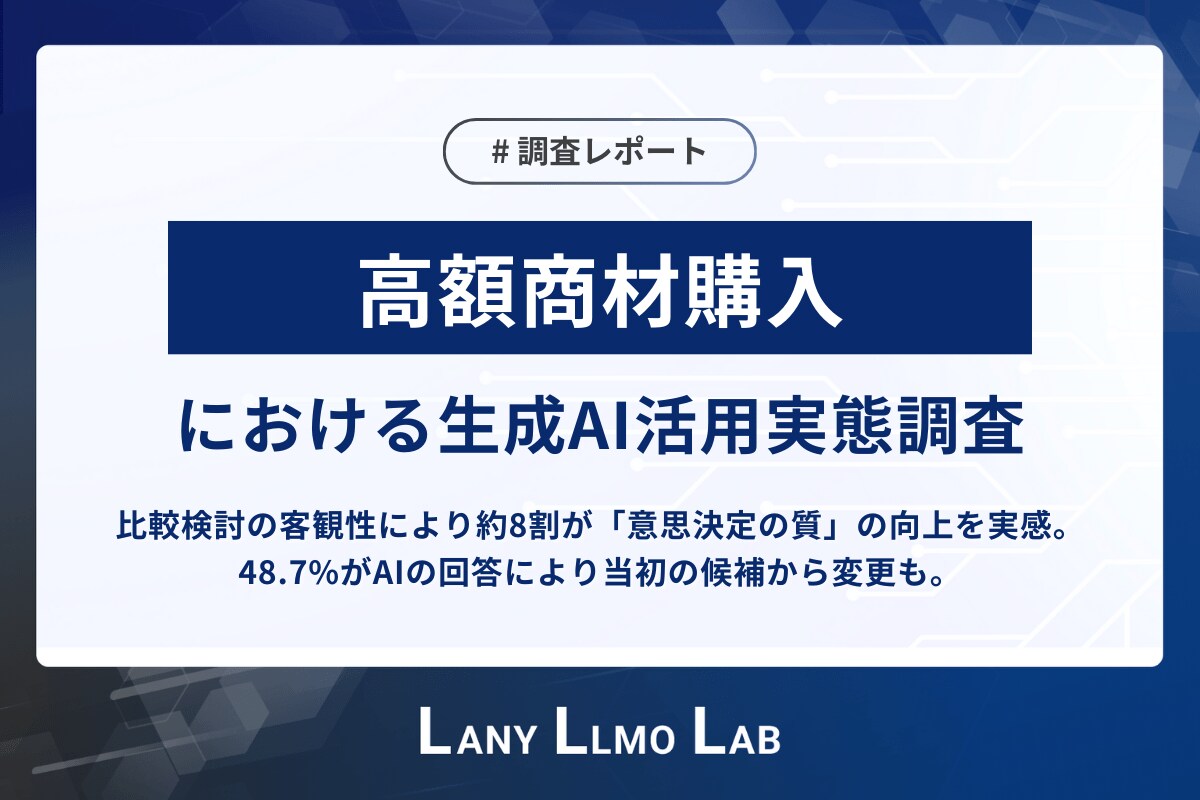 高額商材購入における生成AI活用実態調査】比較検討の客観性により約8