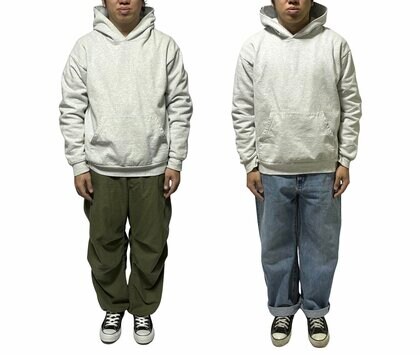 カーゴパンツと色落ちしたジーンズはカジュアル感が強い（特集班撮影）