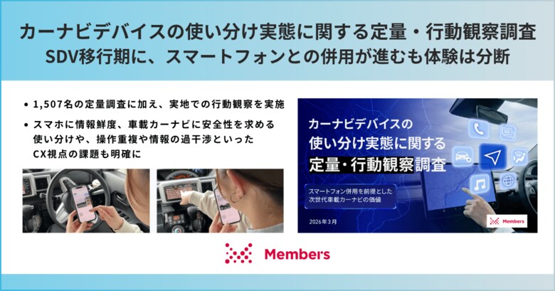 【カーナビデバイスの使い分け実態に関する定量・行動観察調査】SDV移行期に、スマートフォンとの併用が進むも体験は分断