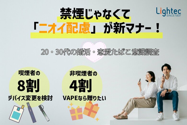 【20・30代の婚活/恋愛調査】喫煙者の約8割がパートナーのために「吸う種類」を変更・検討！非喫煙者が求める最低限のマナーは「禁煙」ではなく「ニオイの配慮」