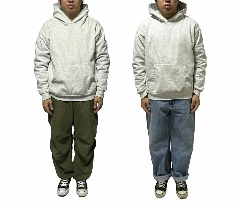 カーゴパンツと色落ちしたジーンズはカジュアル感が強い（特集班撮影）