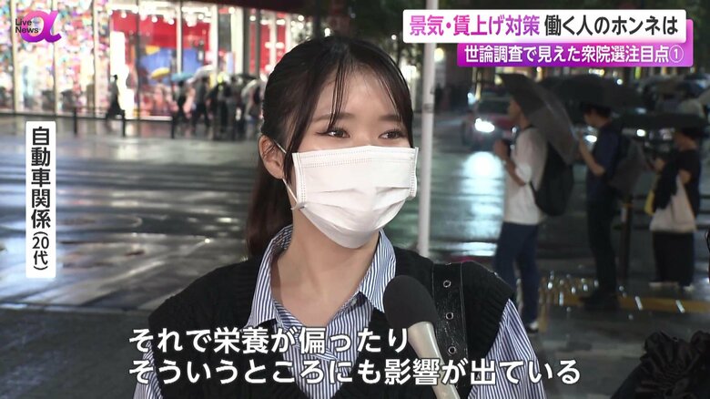 物価高騰による栄養の偏りを心配する自動車関係で働く20代