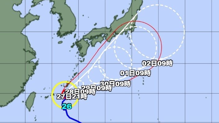 台風26号の進路予想図