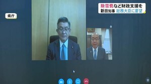 新田知事 除雪費などの財政支援を国に要望 テレビ電話で武田総務相に