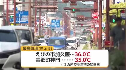 気温上がる　県内２カ所で猛暑日に　えびの市加久藤では36℃を観測