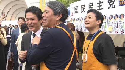 メーデーブースで中道・小川氏「色々ある」　国民・榛葉氏「あるのはそっち」　両党の距離感にじませる一幕　中道・伊佐氏「ブースは遠いが本当は近い」