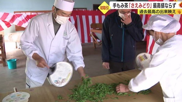 「さえみどり」の手もみ作業(富士宮市)