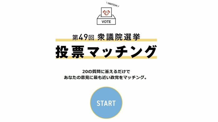 「投票マッチング」のスタート画面