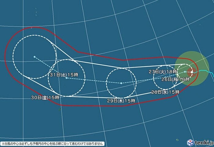台風31号の進路予想図　日本気象協会 tenki.jpより