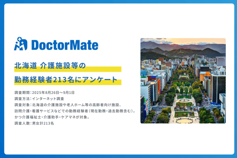 北海道の介護職員へ意識調査！「感謝」を原動力に働くも、道内特有の課題と将来への不安が明らかに