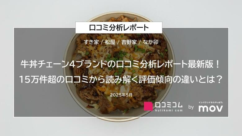 牛丼チェーン4ブランドの口コミ分析レポート最新版!15万件超の口コミから読み解く評価傾向の違いとは?