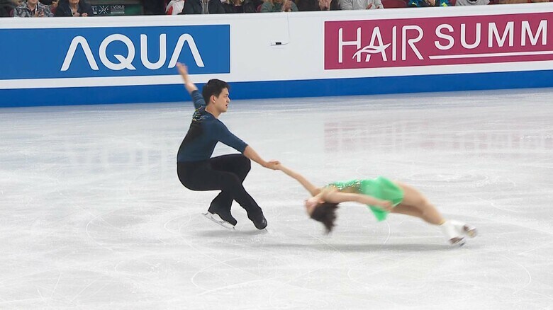 ショートで披露したデススパイラル（2024年世界選手権）