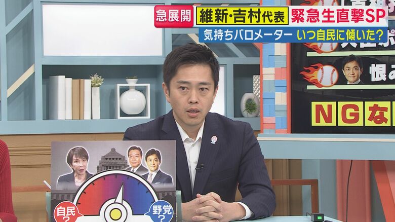 高市総裁選出時は“野党寄り”も…（関西テレビ「旬感LIVE とれたてっ！」より）