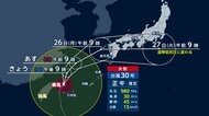 台風30号 先島諸島で大荒れ　月曜には九州に接近の見通し