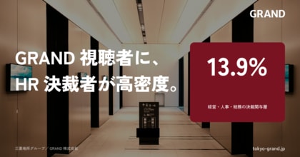 GRAND視聴者の約7人に1人がHR領域の決裁者--『経営・人事・総務の決裁関与層』が13.9%、HR SaaSの実証事例で接触群の認知が平均約60%（非接触群の約3.8倍）