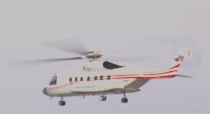 ローマ教皇レオ14世が乗るヘリコプター