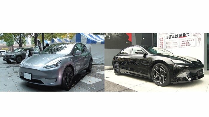 アメリカ・テスラの「Model Y」(左) 中国・BYDの「BYD SEAL」(右)